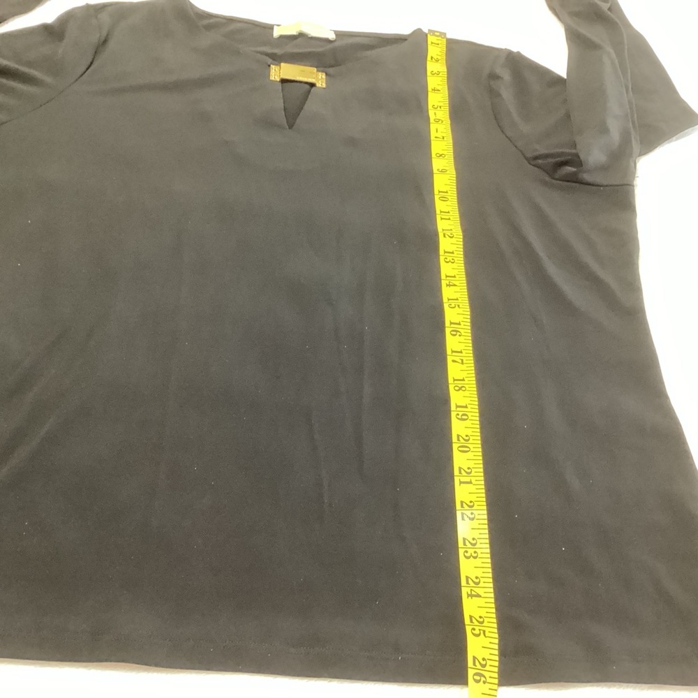 Michael Michael Kors Black Pullover Top with Gold Metal Logo XL Stretchy Goth - Picture 6 of 6